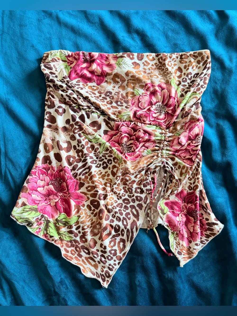 Floral Leopard Print Sleeveless Top- Pink & Brown